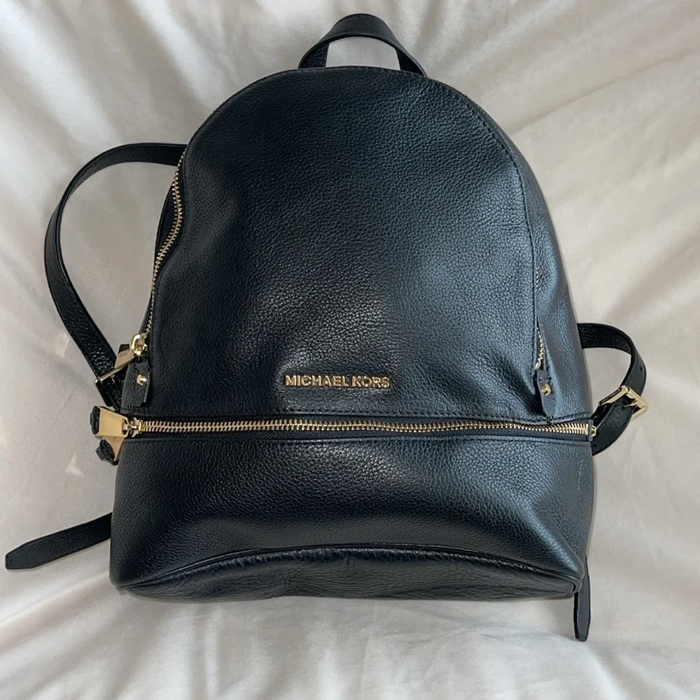 Michael Kors Rhea Medium Pebbled Leather Backpack - Picture 2 of 10